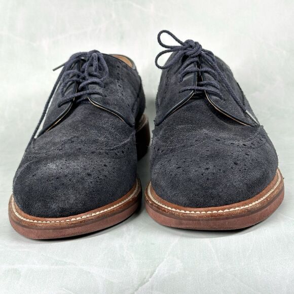 J CREW Shoes Mens Size 10.5 Kenton Wing Tips Navy Blue Suede Oxford 43687 - Picture 2 of 14